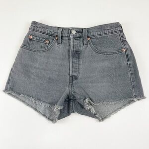 NEW Levis 501 Jean Shorts Womens Size 26 Black Gray Denim Cotton Blend Frayed